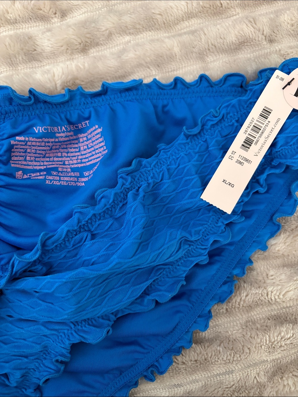 Victorias Secret Blue Ruffled Cheeky Bikini Bottoms BNWT - Picture 5 of 5